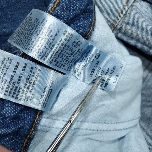 Levi's 94 Baggy Cargo Wide Leg Jeans Dark Wash Blue Y2K Size 33x32 Loose 90s - Picture 7 of 12